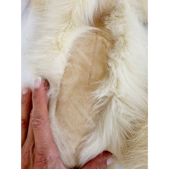 Vintage Genuine White Fox FUR Boa scarf stole 60" Luxury hand made 60's one tail - Picture 6 of 7